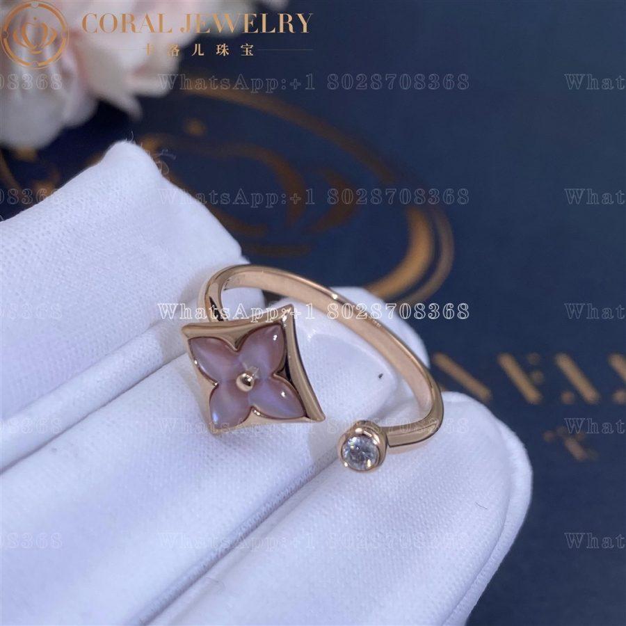 Louis Vuitton Color Blossom Mini Star Ring Pink Gold Pink Mother Of Pearl And Diamond Q9n07f Coral (6)