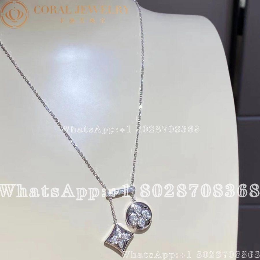 Louis Vuitton Color Blossom Neglige Necklace White Gold And Diamonds Q94310 Coral (3)