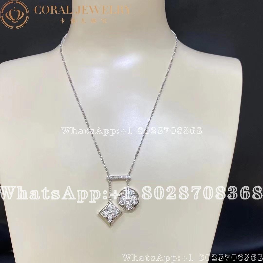 Louis Vuitton Color Blossom Neglige Necklace White Gold And Diamonds Q94310 Coral (4)