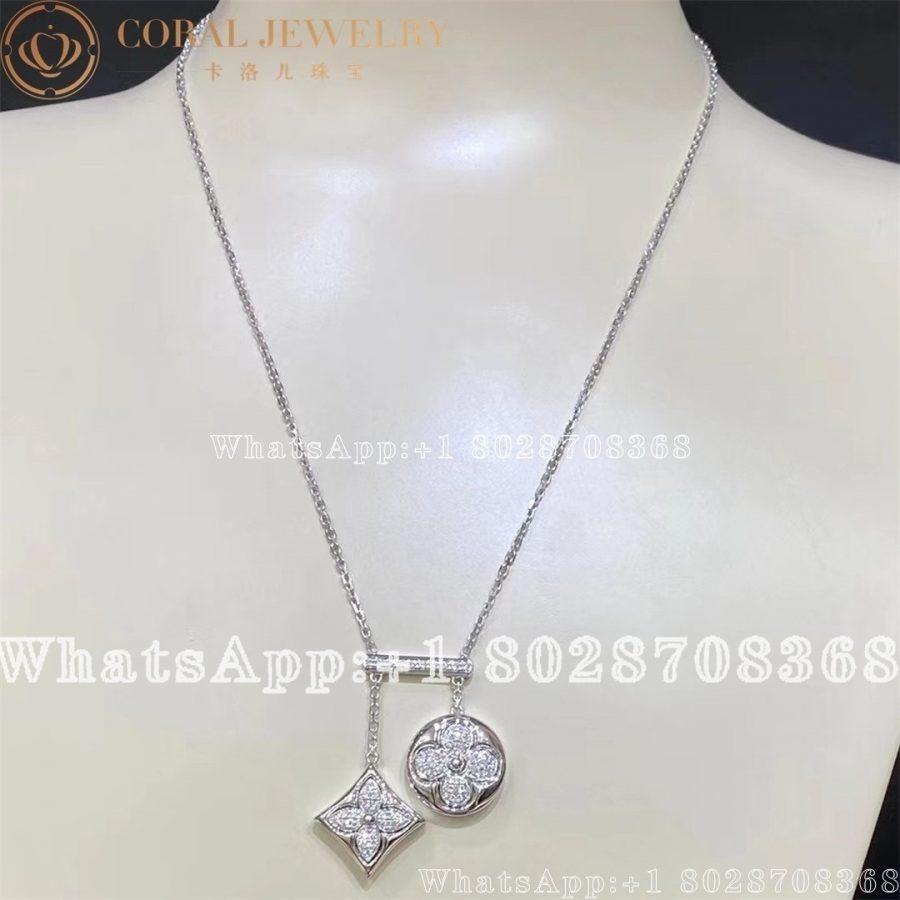 Louis Vuitton Color Blossom Neglige Necklace White Gold And Diamonds Q94310 Coral (5)