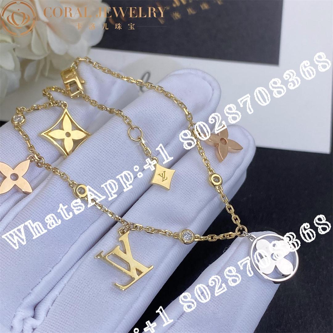 Louis Vuitton Idylle Blossom Charms Bracelet 3 Golds And Diamonds Q95689 Coral (2)