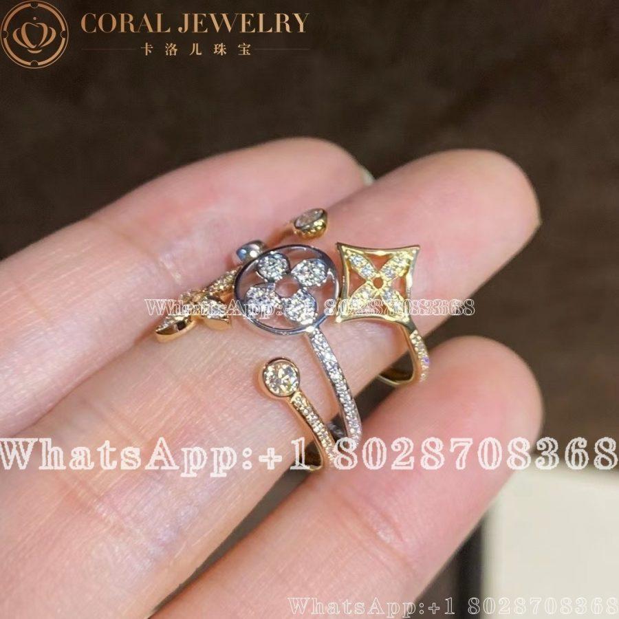 Louis Vuitton Idylle Blossom Paved Ring 3 Golds And Diamonds Q9r75d Coral (3)