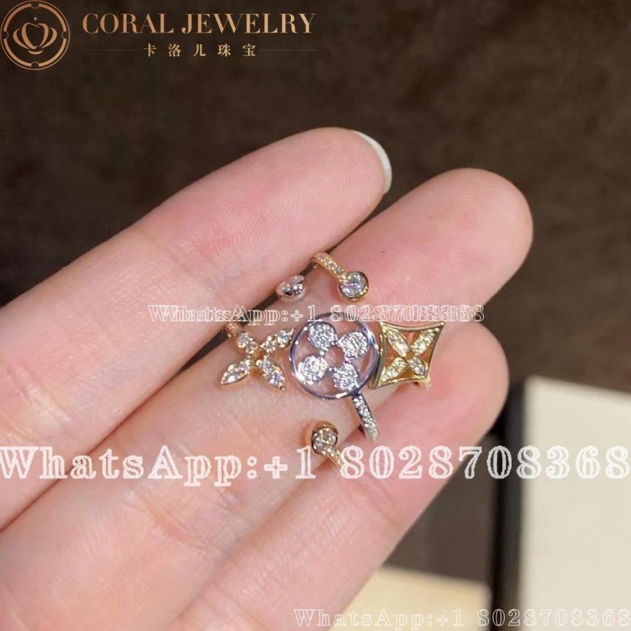 Louis Vuitton Idylle Blossom Paved Ring 3 Golds And Diamonds Q9r75d Coral (4)