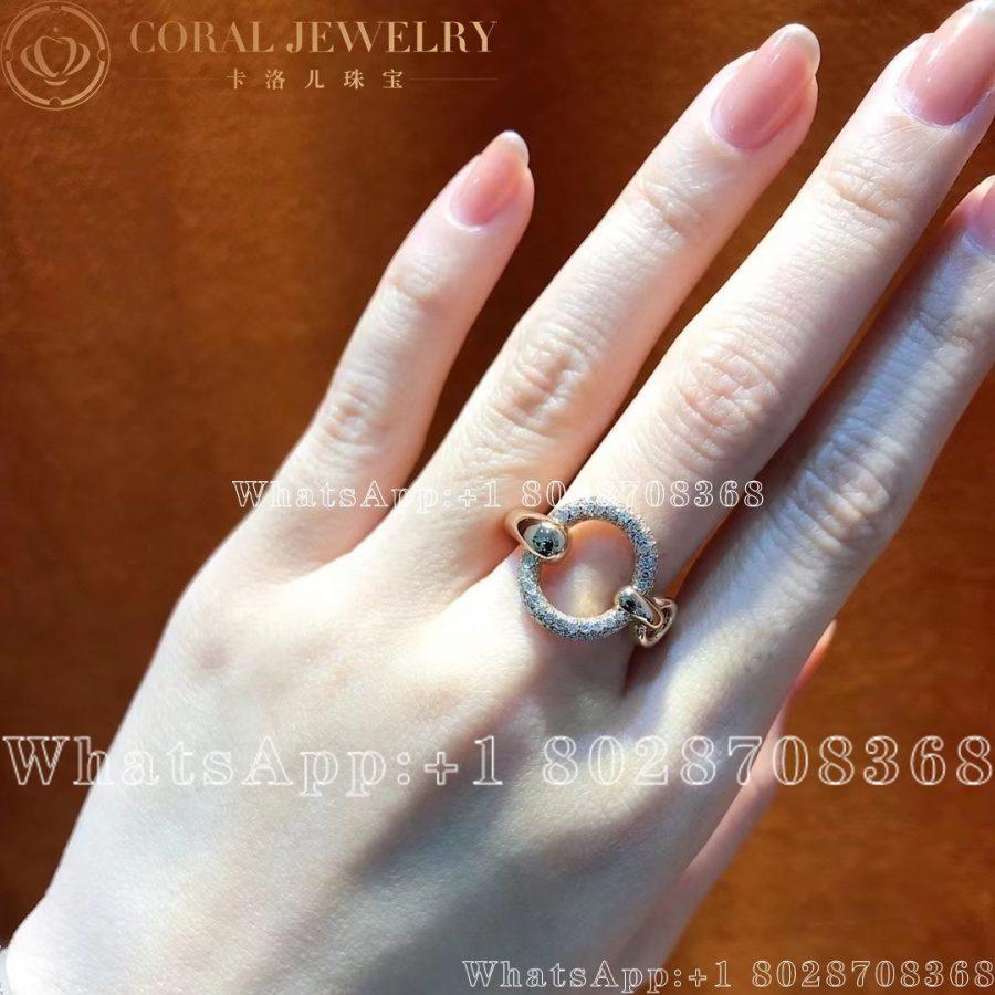 Hermes 18k Rose Gold Diamond Filet Dor Ring Coral (1)