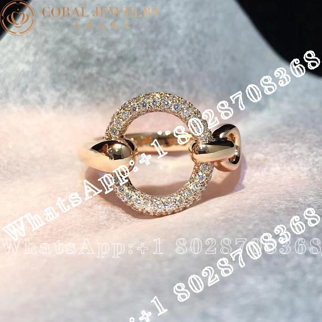 Hermes 18k Rose Gold Diamond Filet Dor Ring Coral (2)