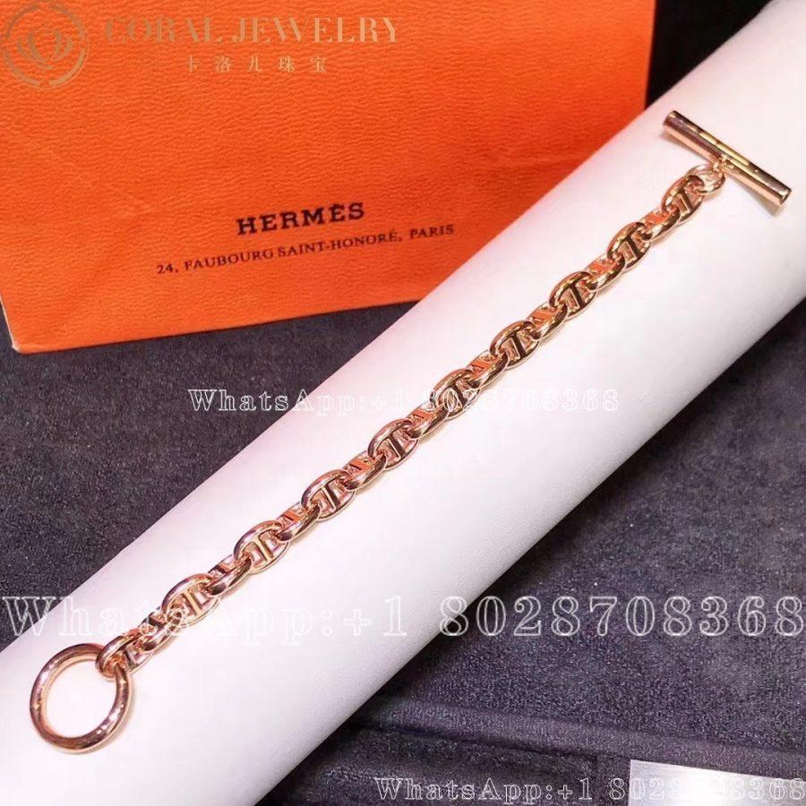 Hermes Chaine Dancre Enchainee Rose Gold Bracelet Coral (11)