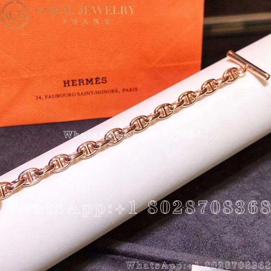 Hermes Chaine Dancre Enchainee Rose Gold Bracelet Coral (12)