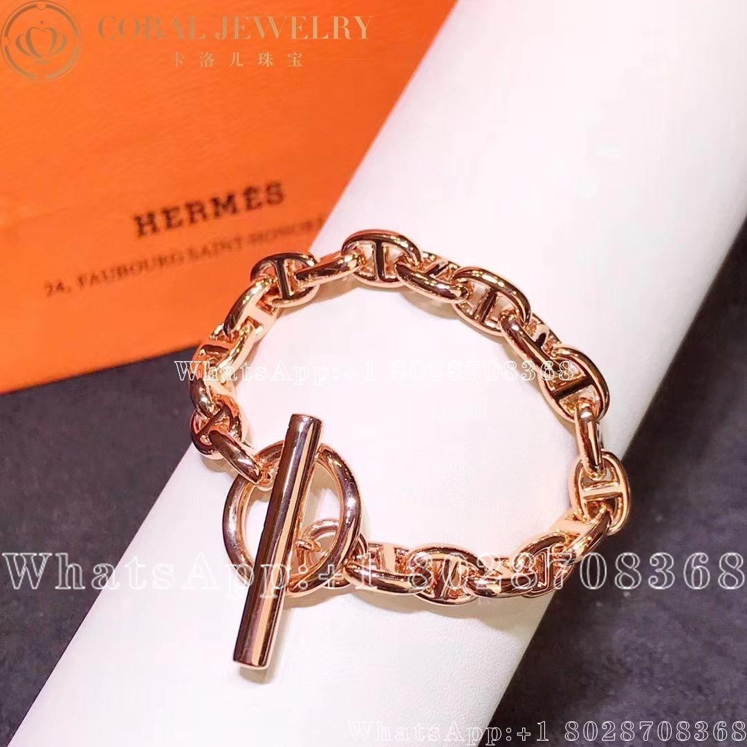 Hermes Chaine Dancre Enchainee Rose Gold Bracelet Coral (4)