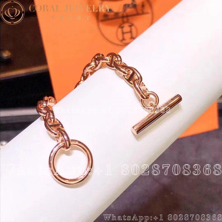 Hermes Chaine Dancre Enchainee Rose Gold Bracelet Coral (6)