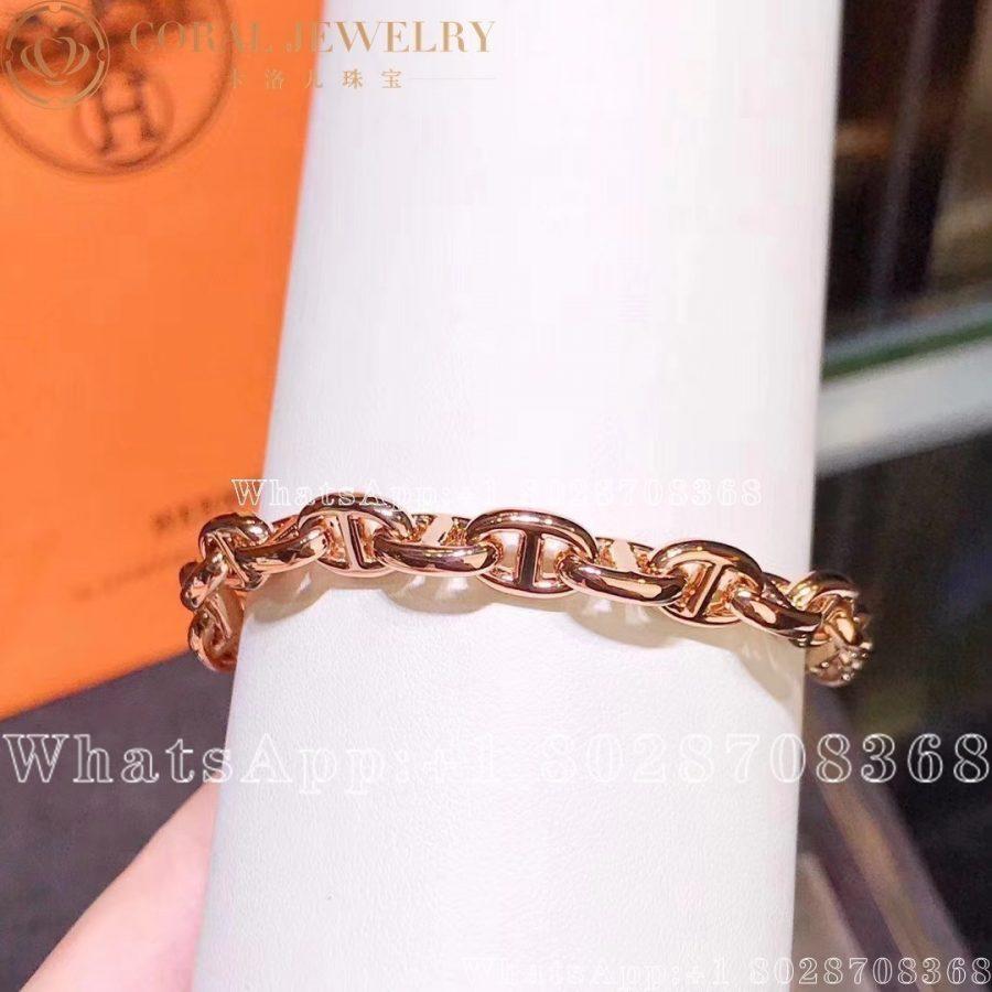 Hermes Chaine Dancre Enchainee Rose Gold Bracelet Coral (7)