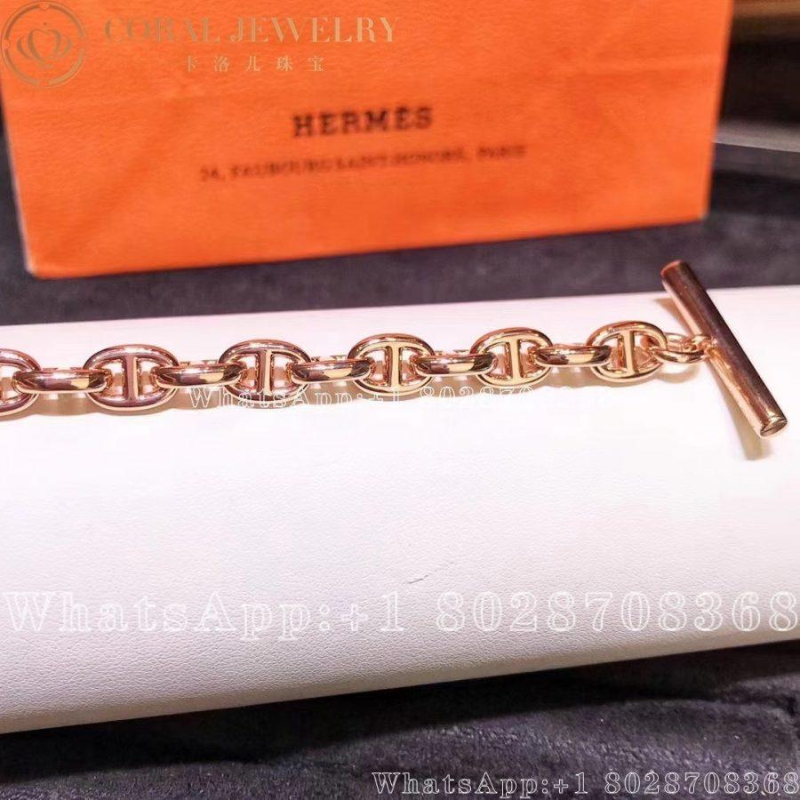 Hermes Chaine Dancre Enchainee Rose Gold Bracelet Coral (8)