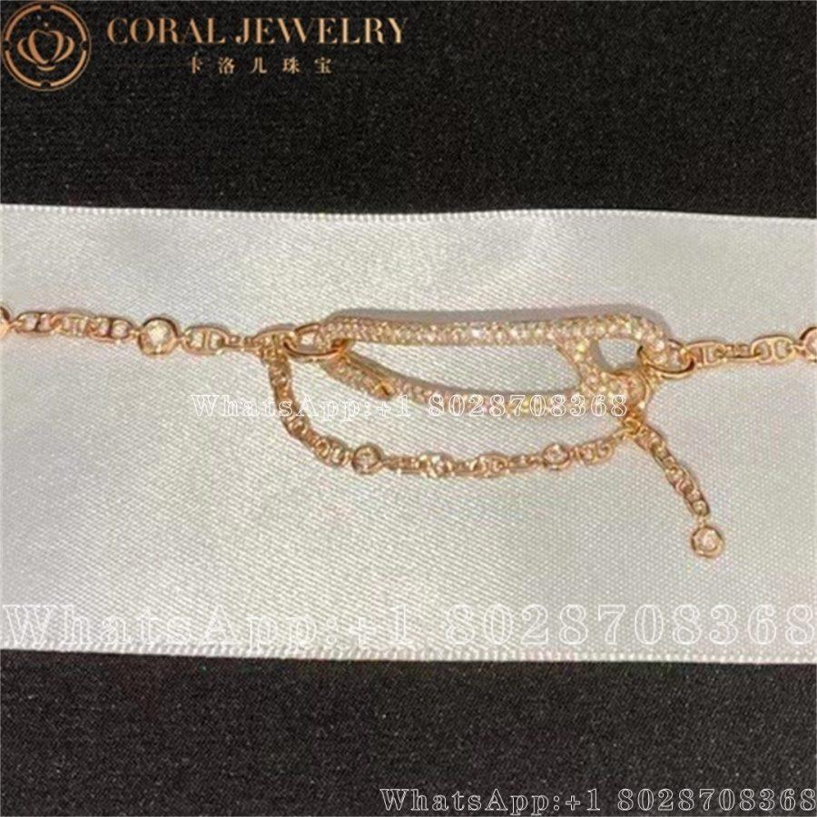 Hermes Chaine Dancre Punk Bracelet In Rose Gold Set With Diamonds Coral (3)