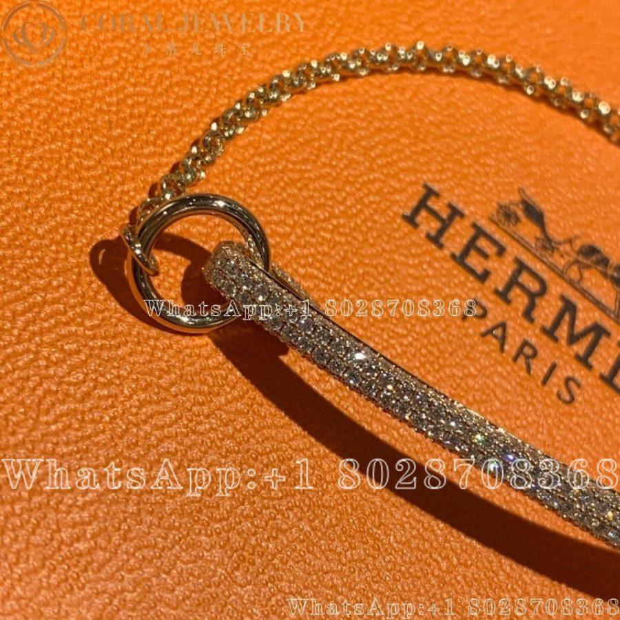 Hermes Clou De Forge Bracelet In Rose Gold Set With Diamonds And Toggle Closure Coral (2)