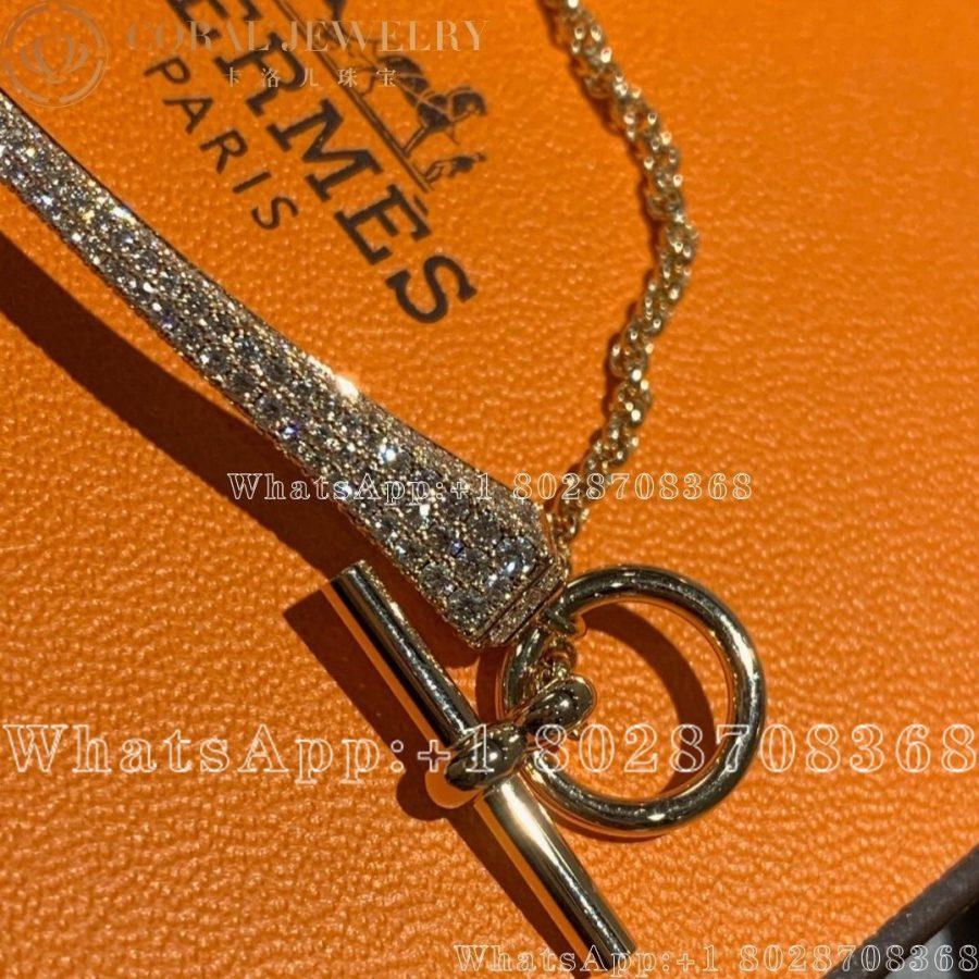 Hermes Clou De Forge Bracelet In Rose Gold Set With Diamonds And Toggle Closure Coral (3)