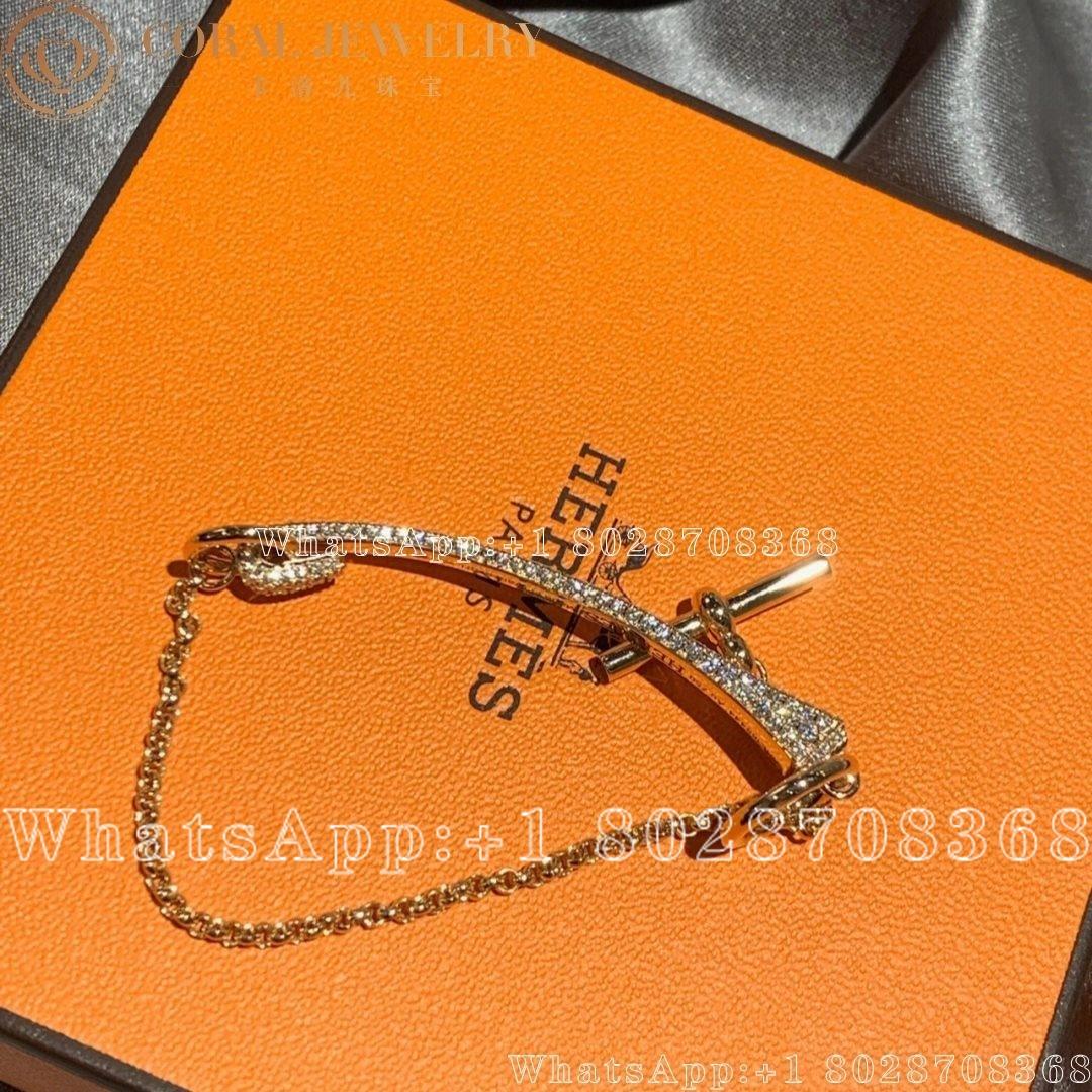 Hermes Clou De Forge Bracelet In Rose Gold Set With Diamonds And Toggle Closure Coral (5)