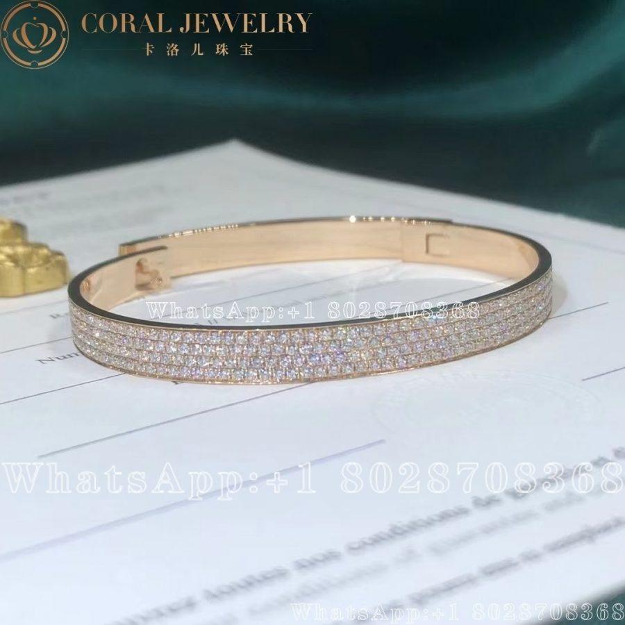 Hermes Collier De Chien Bracelet In Rose Gold Set With Diamonds H213410b Coral (6)