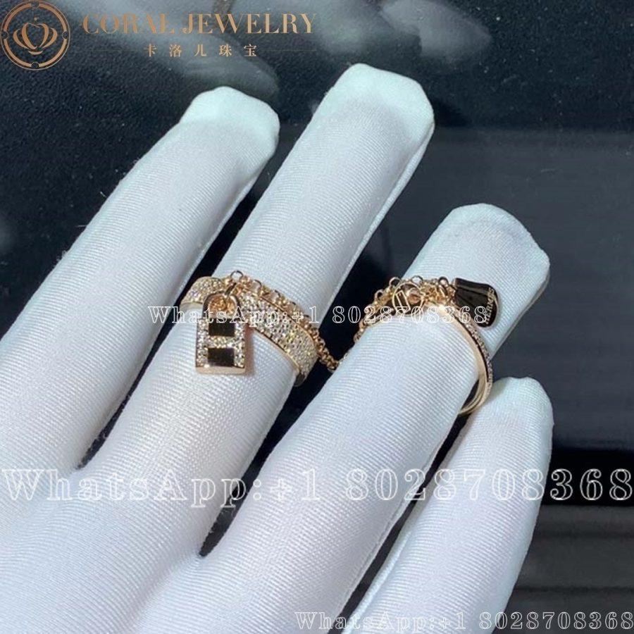 Hermes Kelly Cadenas Double Rose Gold Ring Coral (4)