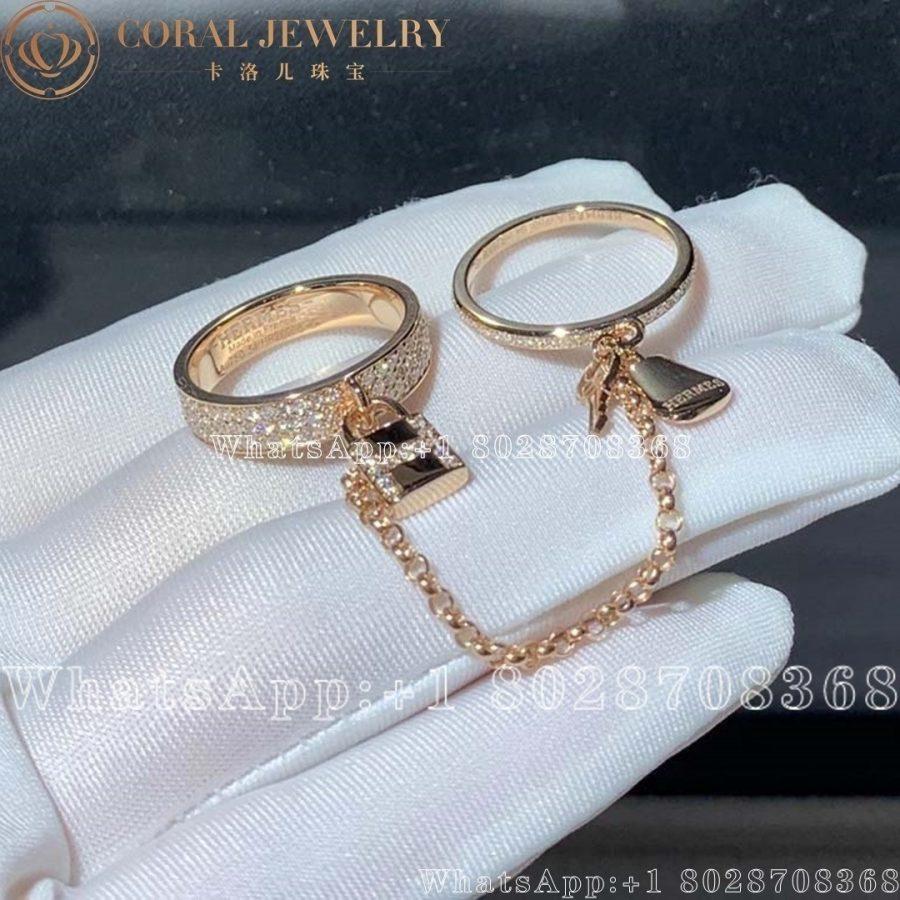 Hermes Kelly Cadenas Double Rose Gold Ring Coral (6)