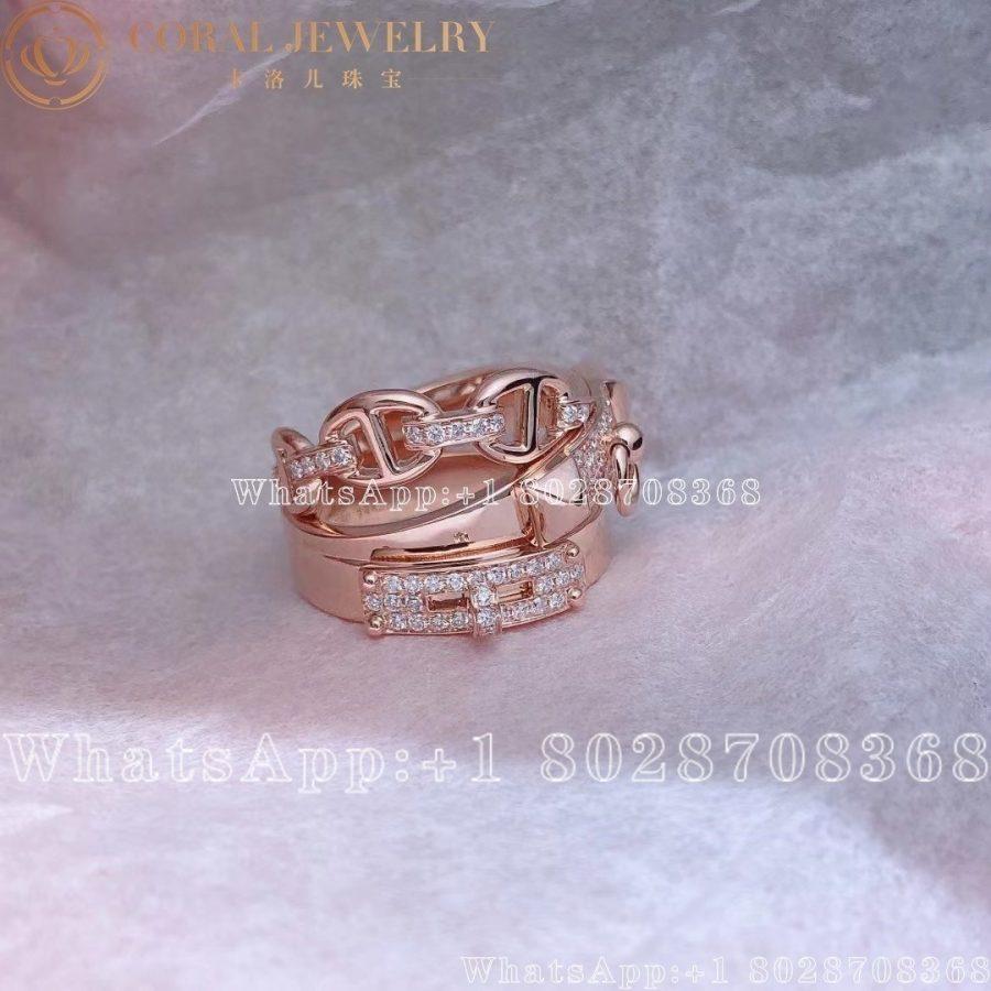 Hermes Kelly Rose Gold Diamond Ring Large Model Coral (29)