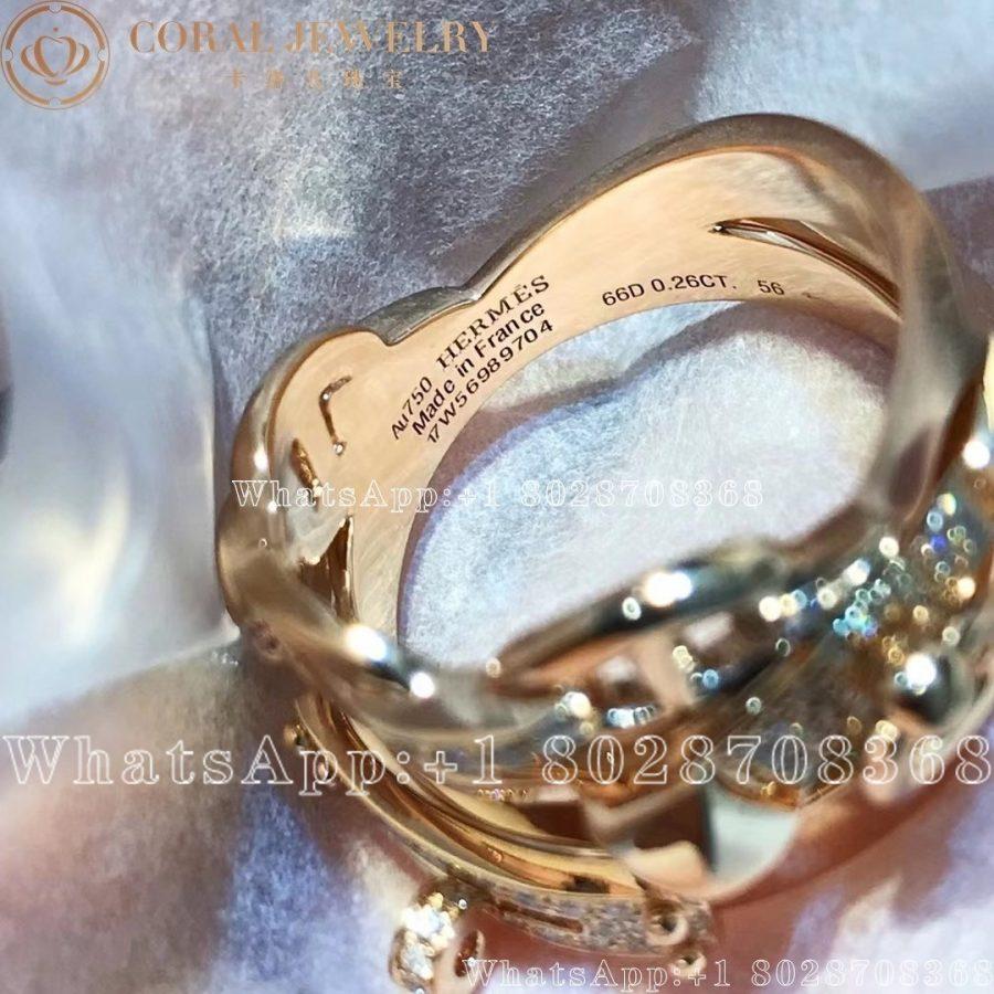 Hermes Kelly Rose Gold Diamond Ring Large Model Coral (3)