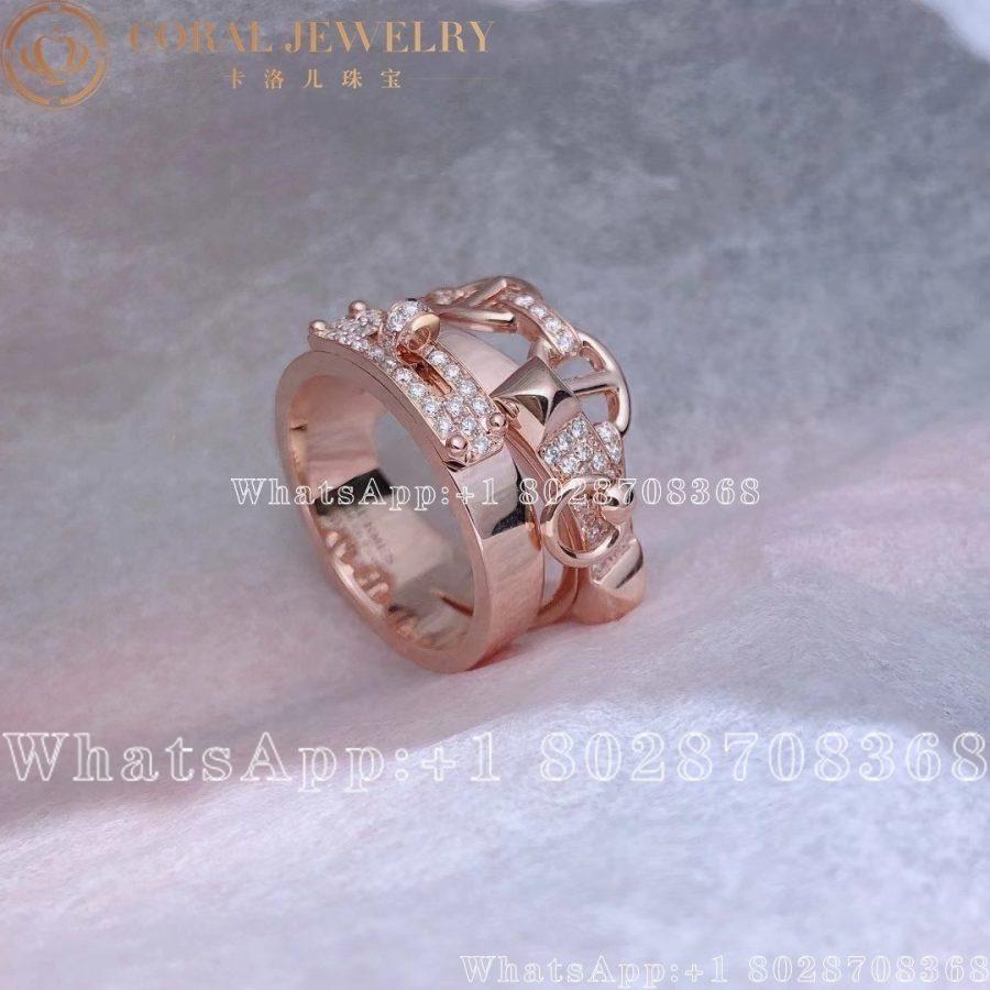 Hermes Kelly Rose Gold Diamond Ring Large Model Coral (30)