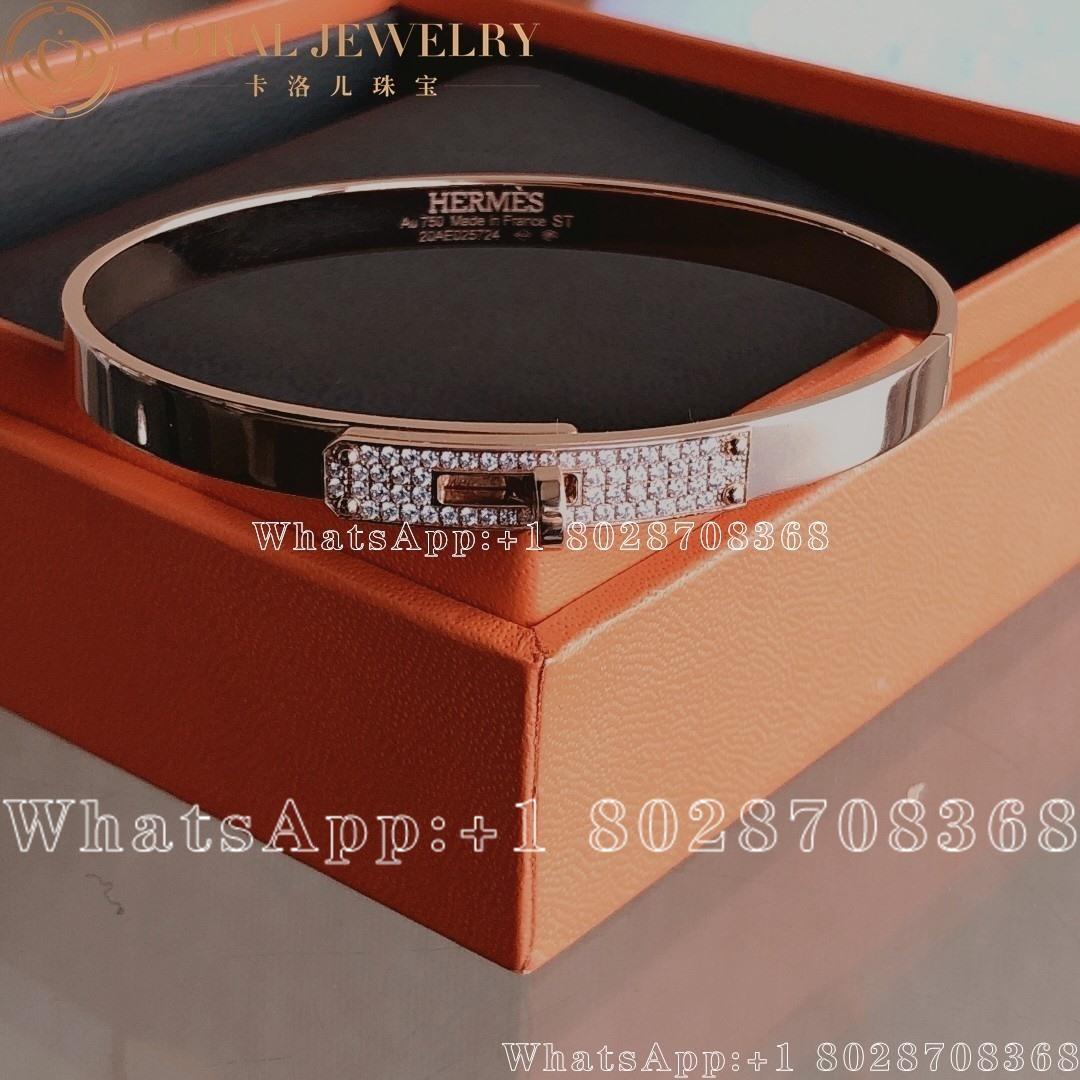 Hermes Kelly Bracelet In White Gold Set With Diamonds H214462b Coral (7)