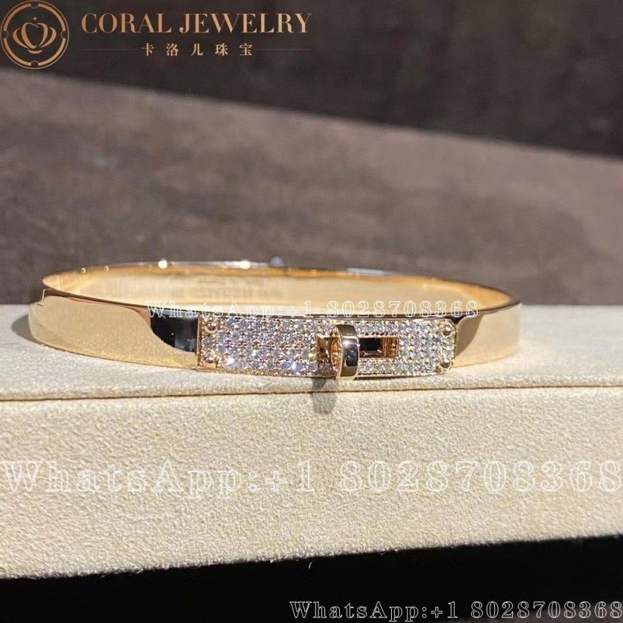 Hermes Kelly Bracelet In Rose Gold Set With Diamonds H110013b Coral (24)