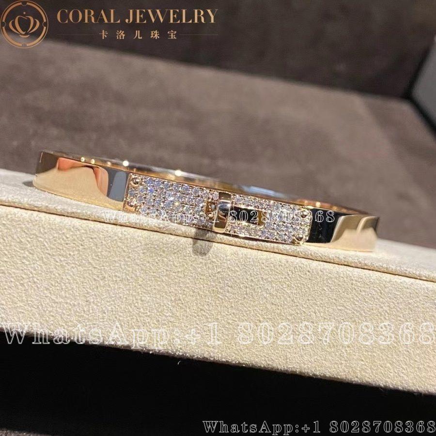 Hermes Kelly Bracelet In Rose Gold Set With Diamonds H110013b Coral (26)