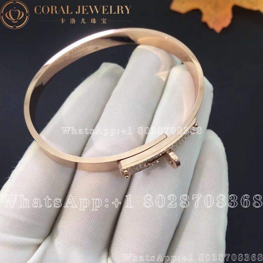 Hermes Kelly Bracelet In Rose Gold Set With Diamonds H110013b Coral (6)