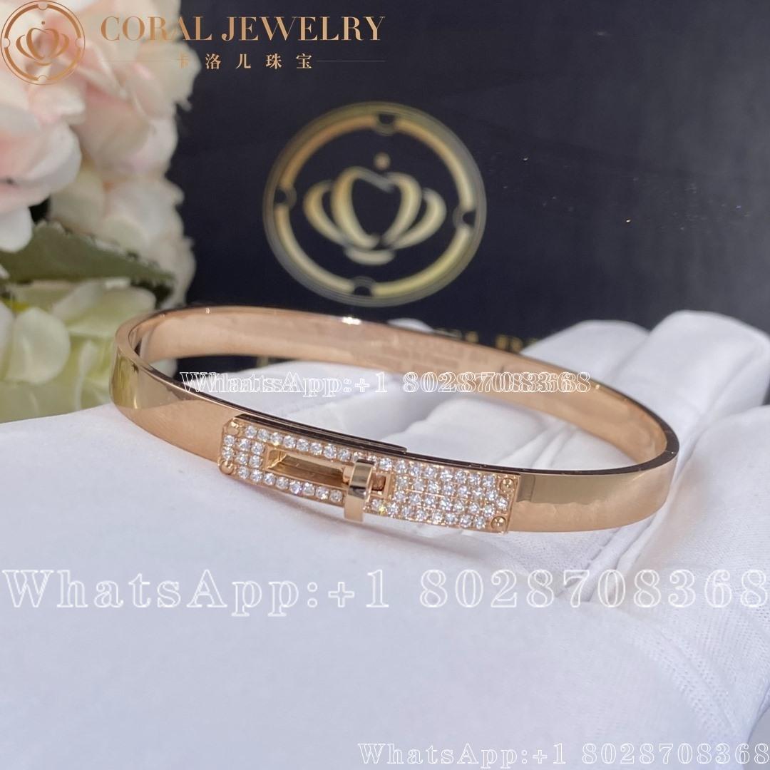 Hermes Kelly Bracelet In Rose Gold Set With Diamonds H110014b Coral (10)