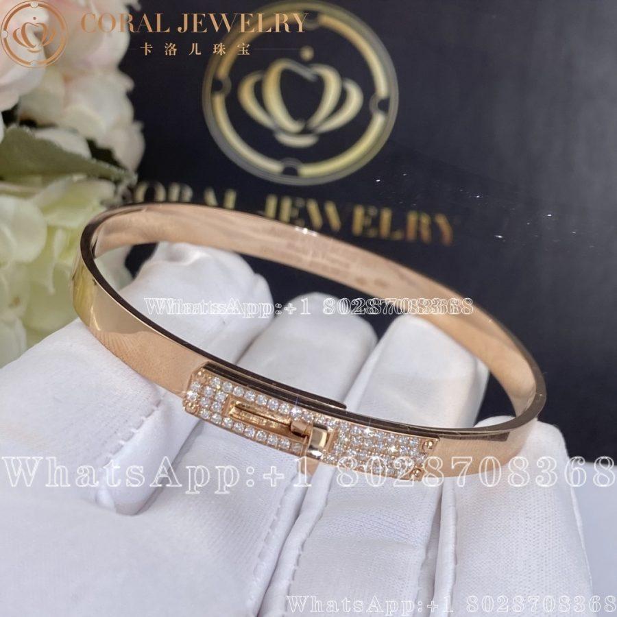 Hermes Kelly Bracelet In Rose Gold Set With Diamonds H110014b Coral (7)