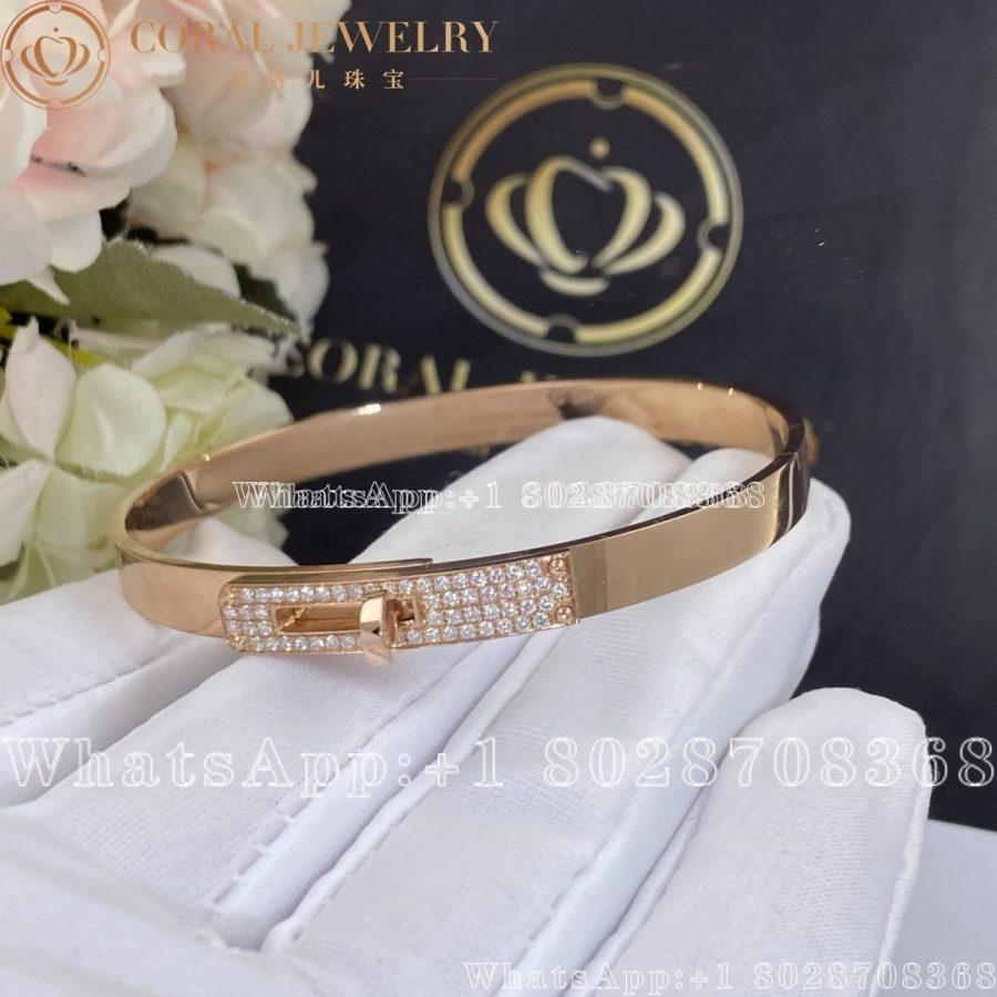 Hermes Kelly Bracelet In Rose Gold Set With Diamonds H110014b Coral (9)