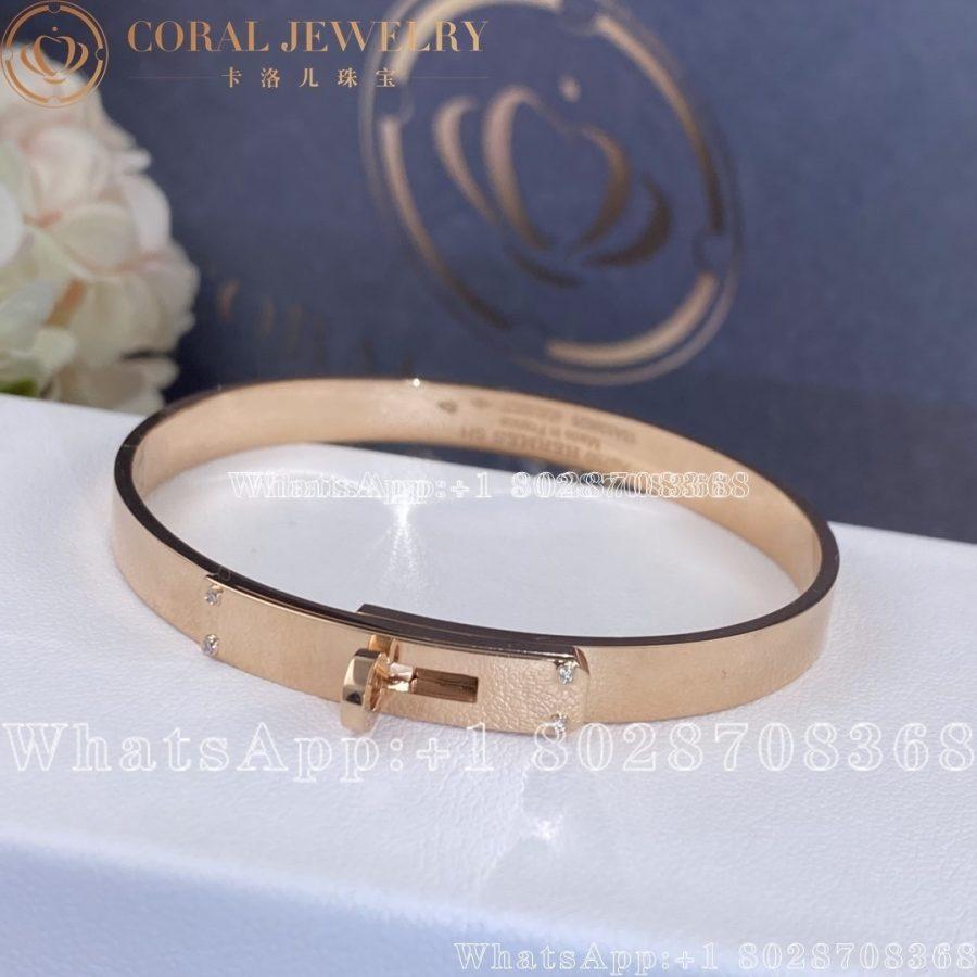 Hermes Kelly Bracelet In Rose Gold Set With Diamonds H214456b Coral (8)