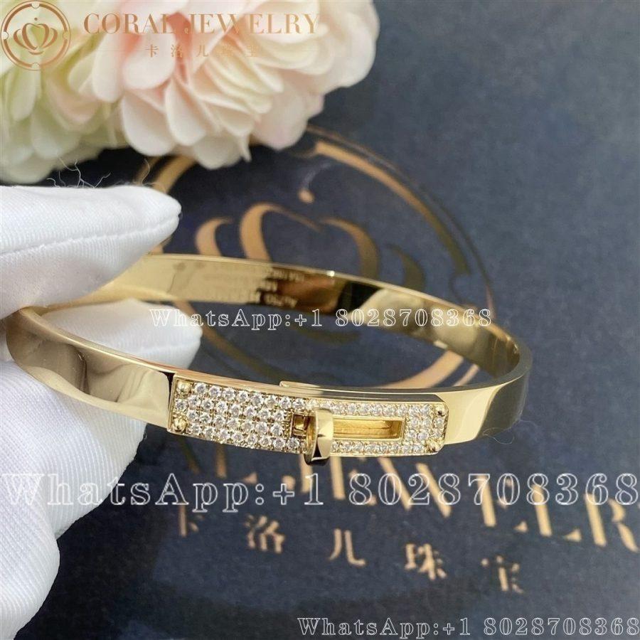 Hermes Kelly Bracelet In Yellow Gold Set With Diamonds Coral (4)