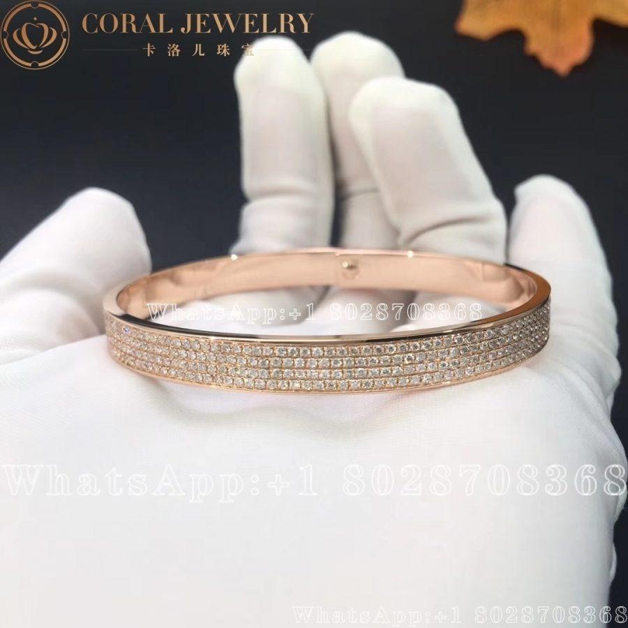 Hermes Kelly Diamond Pave Bangle Rose Gold Bracelet H109500b Coral (23)