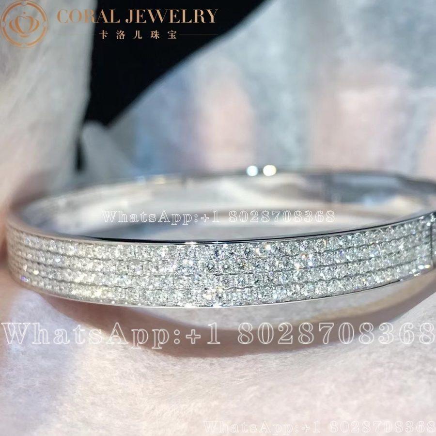 Hermes Kelly Diamond Pave Bangle White Gold Bracelet Coral (2)