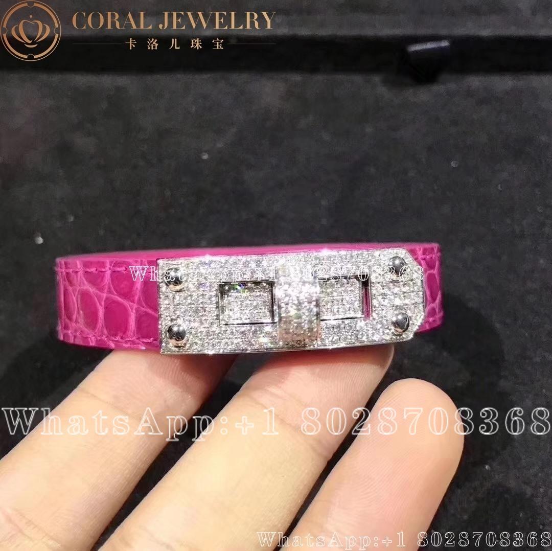 Hermes Kelly Bracelet Medium Model Pink Crocodile Skin Coral (1)