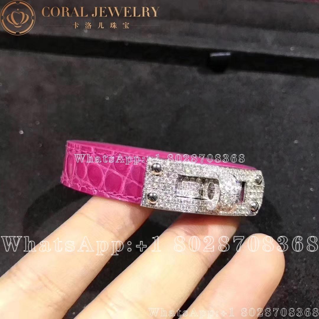 Hermes Kelly Bracelet Medium Model Pink Crocodile Skin Coral (2)