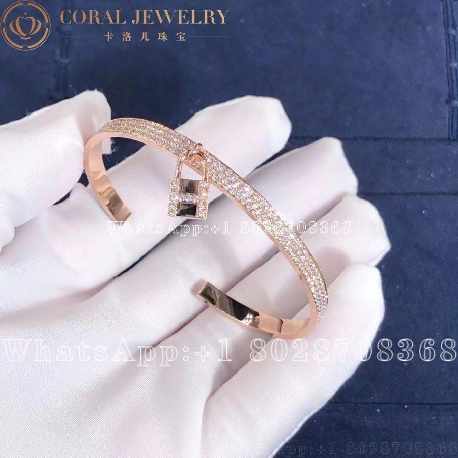 Hermes Kelly Cadenas Bracelet In Rose Gold Set With Diamonds Coral (2)