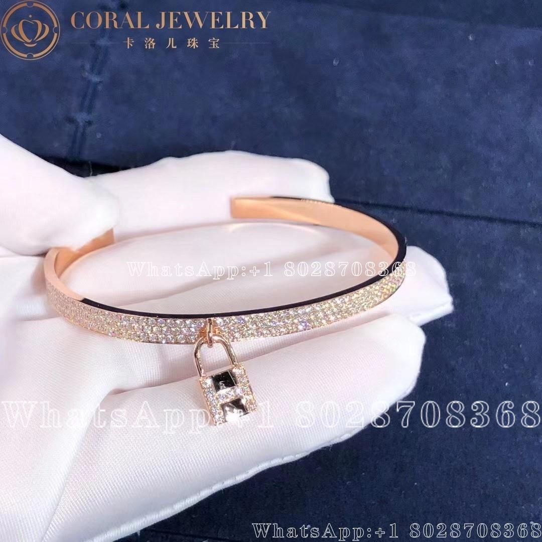 Hermes Kelly Cadenas Bracelet In Rose Gold Set With Diamonds Coral (7)