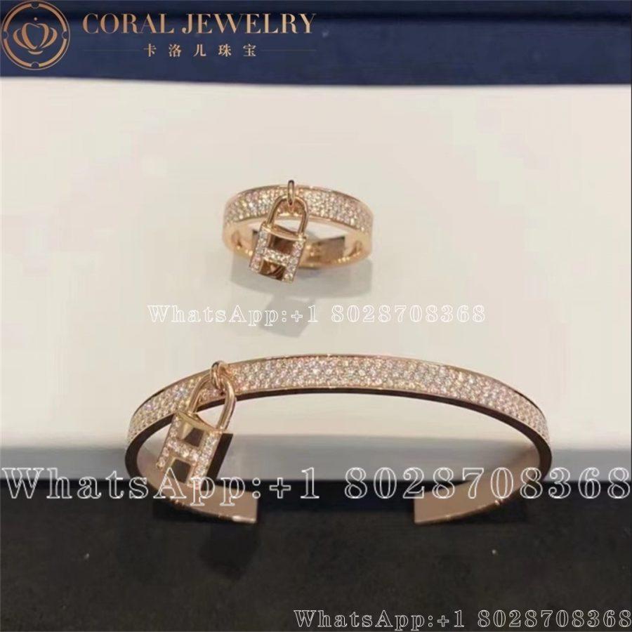 Hermes Kelly Cadenas Bracelet In Rose Gold Set With Diamonds Coral (8)