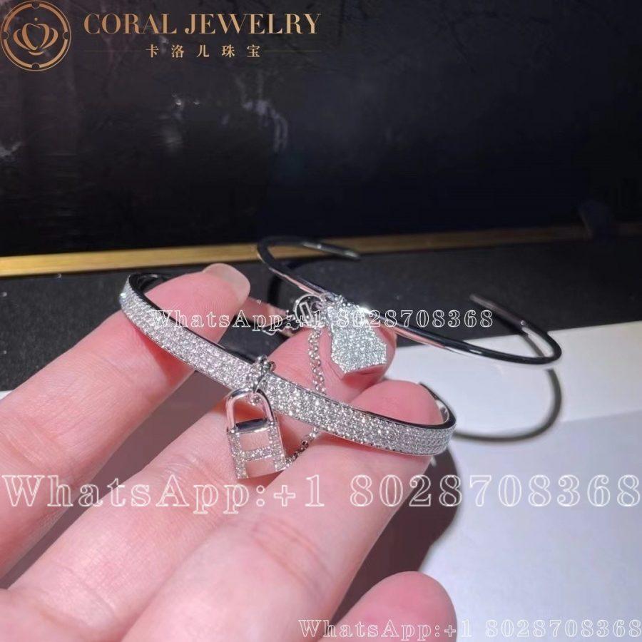 Hermes Kelly Cadenas Double Bracelet In White Gold With Diamonds Coral (10)