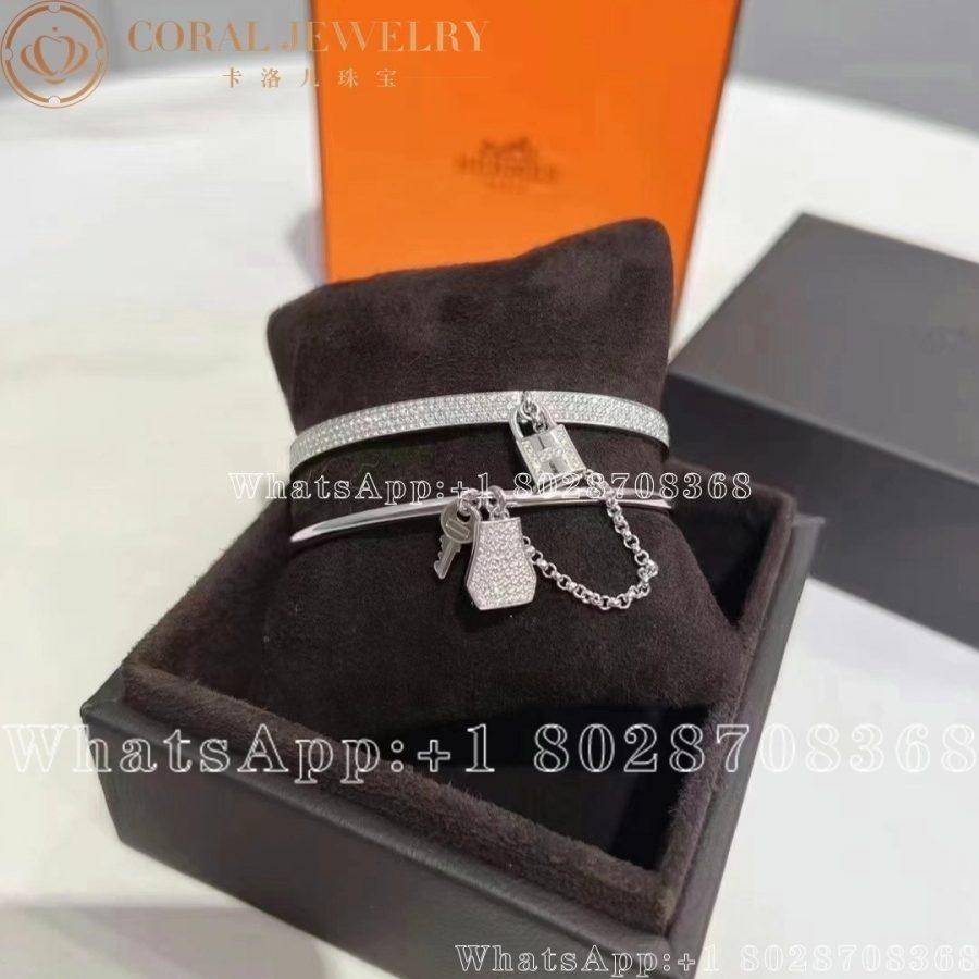 Hermes Kelly Cadenas Double Bracelet In White Gold With Diamonds Coral (7)