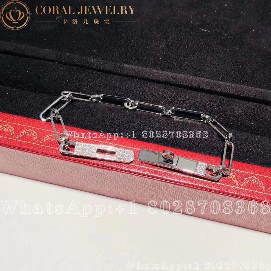 Hermes Kelly Chaine White Gold Bracelet Small Model Coral (11)