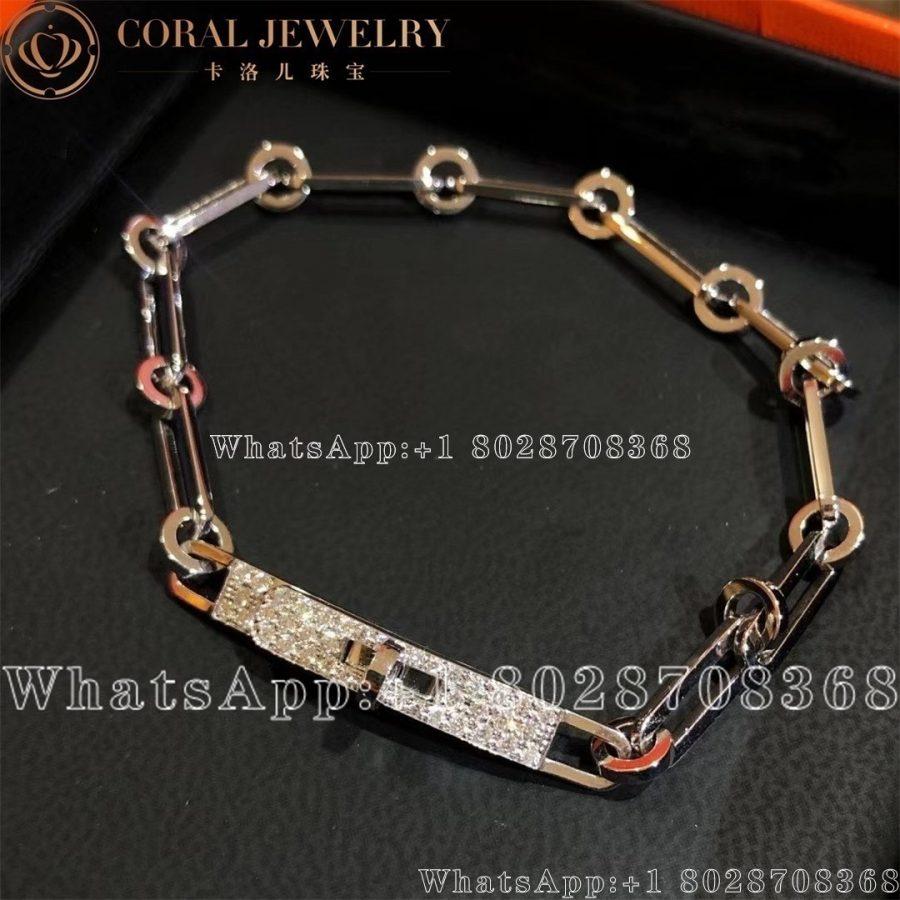 Hermes Kelly Chaine White Gold Bracelet Small Model Coral (2)