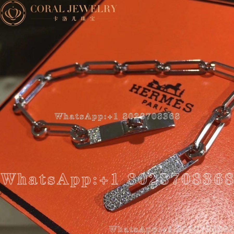 Hermes Kelly Chaine White Gold Bracelet Small Model Coral (3)