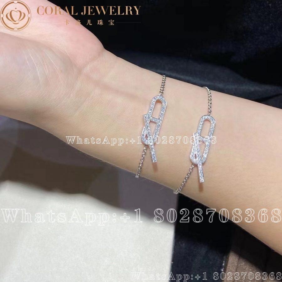 Hermes White Gold Diamond Ever Chaine Dancre Bracelet Coral (14)