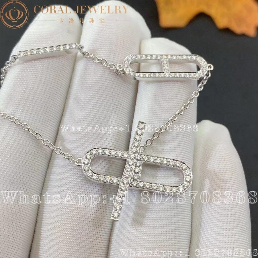 Hermes White Gold Diamond Ever Chaine Dancre Bracelet Coral (2)