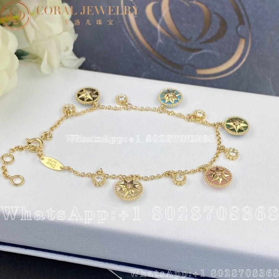 Dior Rose Des Vents Bracelet Yellow Gold Diamonds And Ornamental Stones Coral (27)