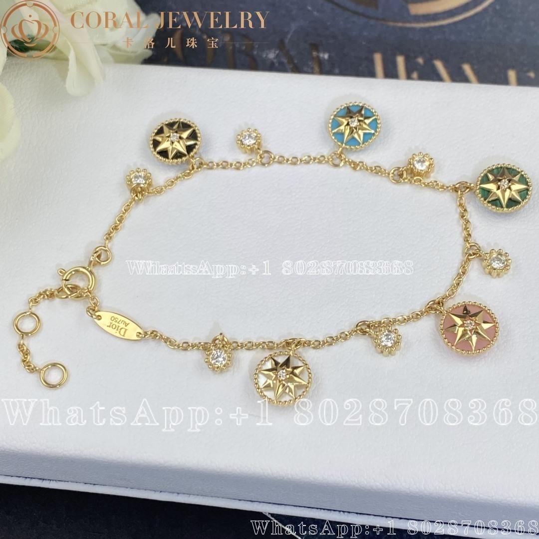 Dior Rose Des Vents Bracelet Yellow Gold Diamonds And Ornamental Stones Coral (28)